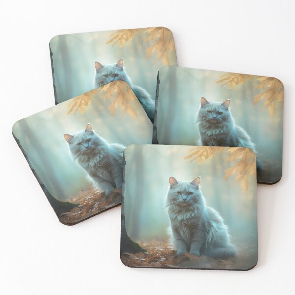 Item preview, Cat in Misty Autumn Woods | Cinematic Moody Art Print designed and sold by Valeree Store.