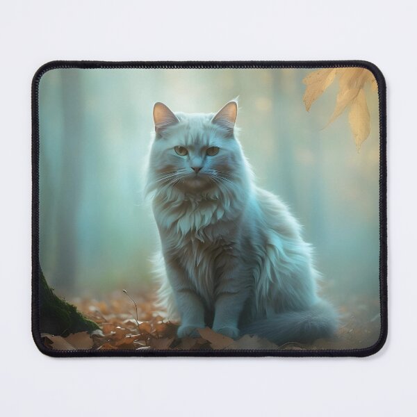 Item preview, Cat in Misty Autumn Woods | Cinematic Moody Art Print designed and sold by Valeree Store.