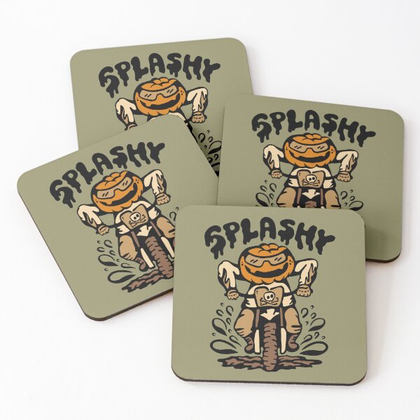 Item preview, Pumpkin Dirt Bike Rider Splashy Halloween Cartoon designed and sold by Maud Tee Art.
