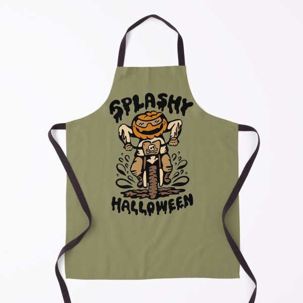 Item preview, Pumpkin Dirt Bike Rider Splashy Halloween Cartoon designed and sold by Maud Tee Art.
