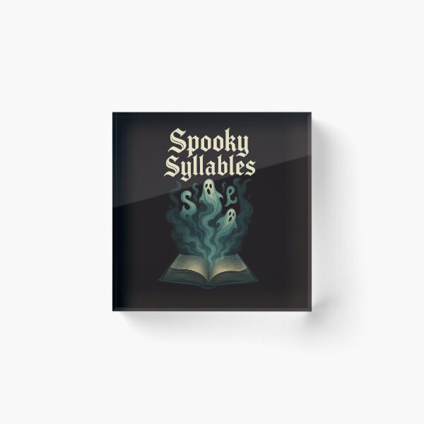 Item preview, Spooky Syllables – Gothic Halloween Artwork with Book and Ghosts designed and sold by FrameFlow.