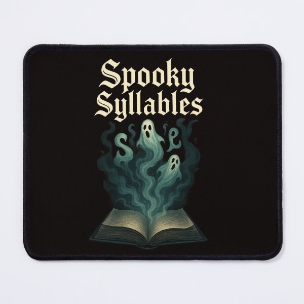 Item preview, Spooky Syllables – Gothic Halloween Artwork with Book and Ghosts designed and sold by FrameFlow.
