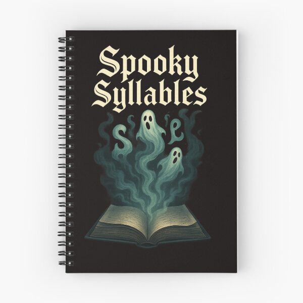 Item preview, Spooky Syllables – Gothic Halloween Artwork with Book and Ghosts designed and sold by FrameFlow.