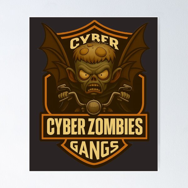 Item preview, Cyber Zombies Gangs – Futuristic Undead Biker Emblem designed and sold by Thaivi Design.