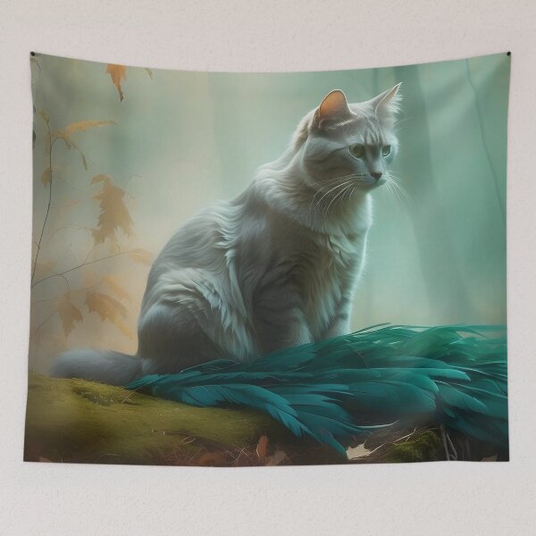 Item preview, Autumn Cat in Mist | Cinematic Watercolor Forest Poster designed and sold by Valeree Store.