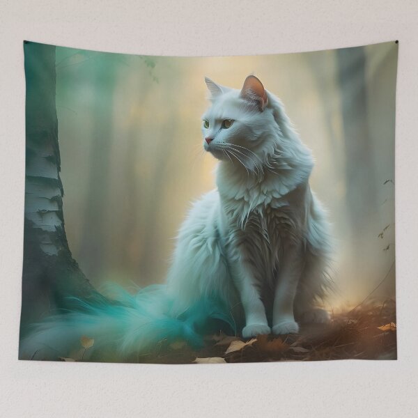 Item preview, Ethereal Cat Among Silver Birch | Dreamy Autumnal Design designed and sold by Valeree Store.