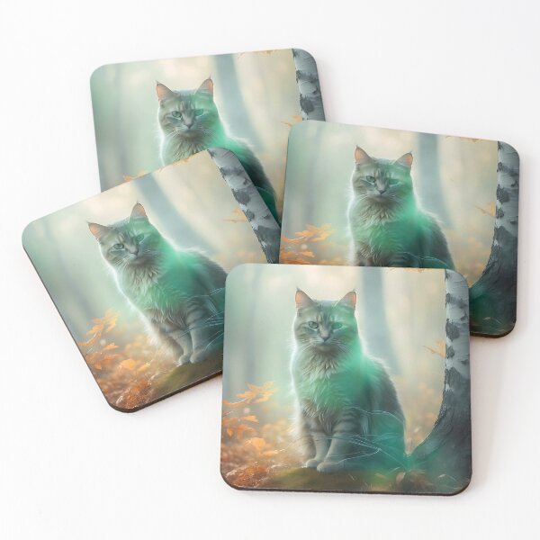 Item preview, Mystical Cat in Foggy Forest | Autumnal Enchanted Print designed and sold by Valeree Store.