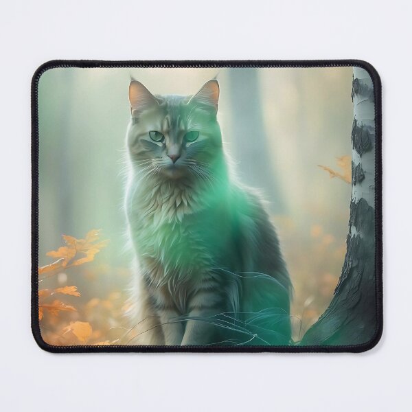 Item preview, Mystical Cat in Foggy Forest | Autumnal Enchanted Print designed and sold by Valeree Store.