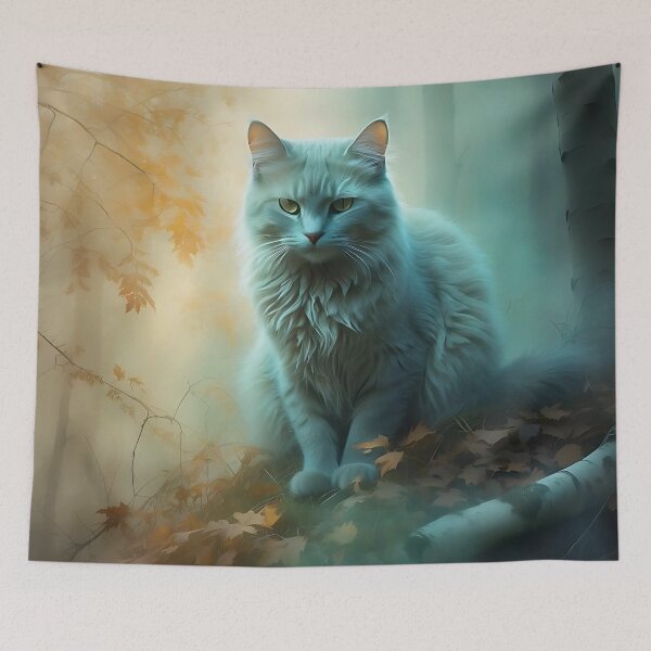 Item preview, Cat in Watercolor Misty Woods | Vintage Grainy Aesthetic designed and sold by Valeree Store.