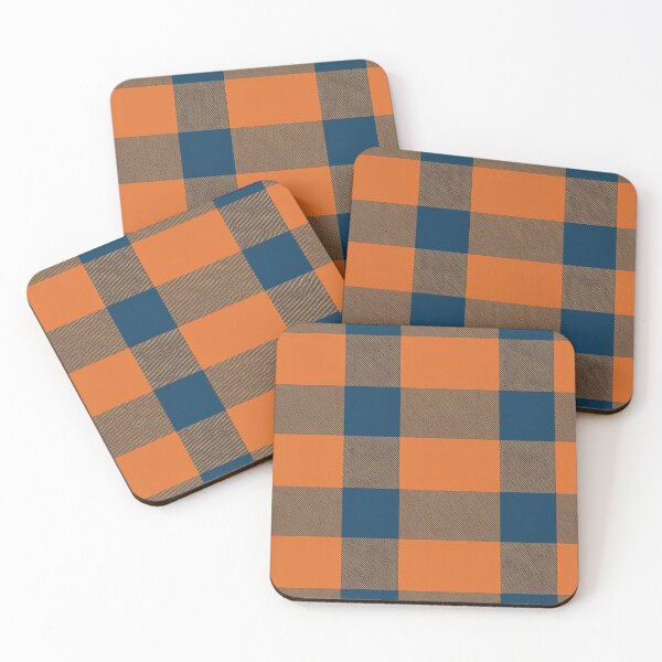 Item preview, Orange and Gray-Brown Plaid Pattern Background with Dark Azure and Earthy Tones designed and sold by Cultradesign.