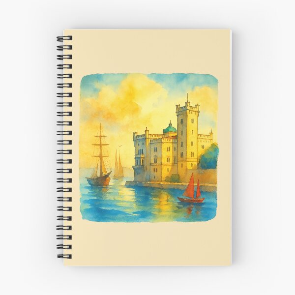 Item preview, Miramare Castle at Sunset – Trieste Watercolor Art designed and sold by Bratak.