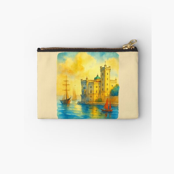 Item preview, Miramare Castle at Sunset – Trieste Watercolor Art designed and sold by Bratak.