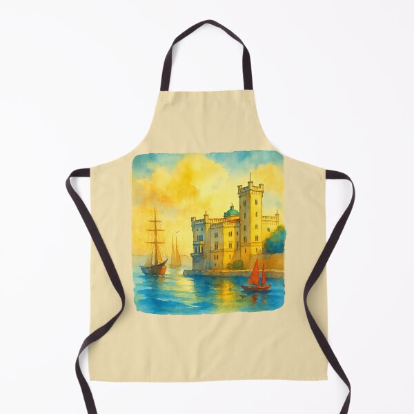 Item preview, Miramare Castle at Sunset – Trieste Watercolor Art designed and sold by Bratak.