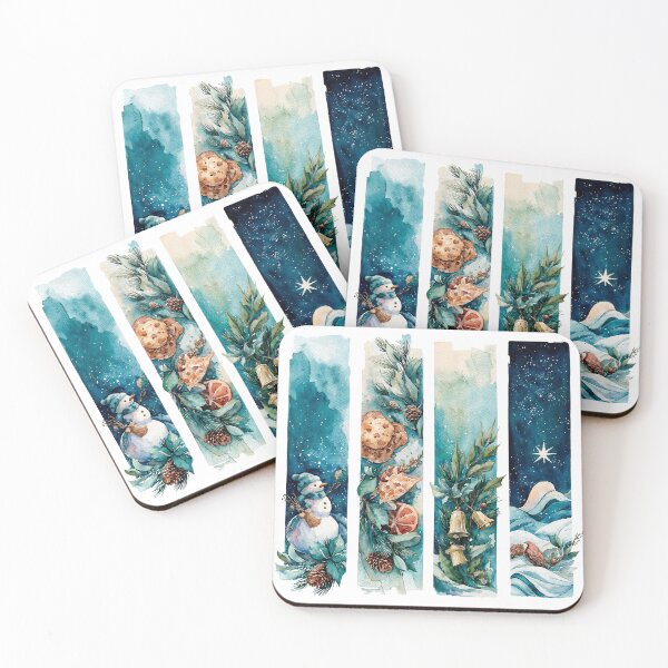 Item preview, Watercolor Winter Snowman and Holiday Nature Strips designed and sold by Anastasiia Yurevych.