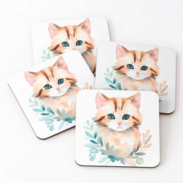 Item preview, Cute Watercolor Kitten Among Leaves Print designed and sold by LanaGustavsson.