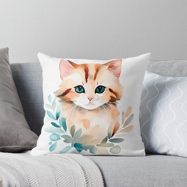 Item preview, Cute Watercolor Kitten Among Leaves Print designed and sold by LanaGustavsson.