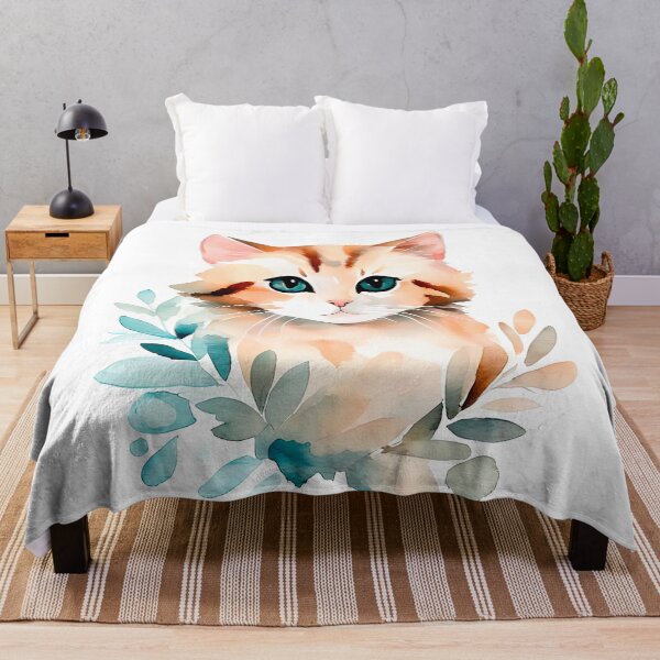 Item preview, Cute Watercolor Kitten Among Leaves Print designed and sold by LanaGustavsson.