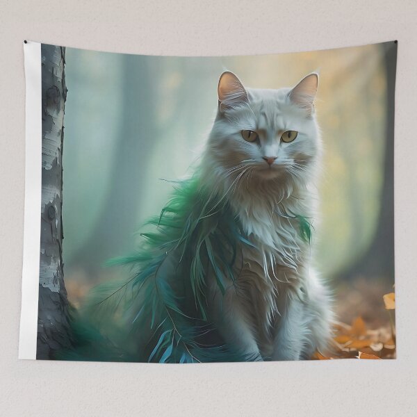 Item preview, Mystical Cat in Autumn Fog | Vintage Moody Forest Scene designed and sold by Valeree Store.