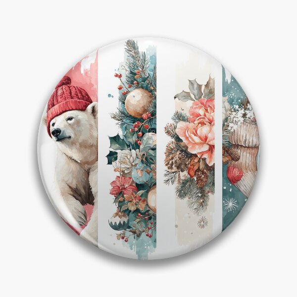 Item preview, Vintage Polar Bear and Floral Christmas Strips designed and sold by Anastasiia Yurevych.