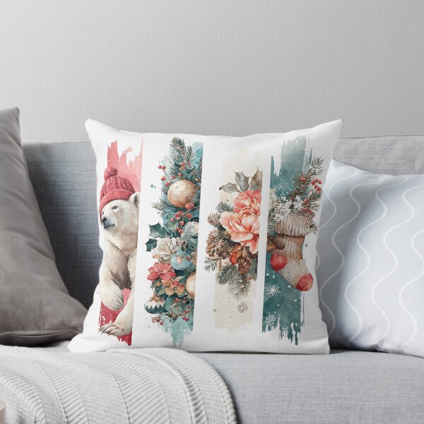 Item preview, Vintage Polar Bear and Floral Christmas Strips designed and sold by Anastasiia Yurevych.