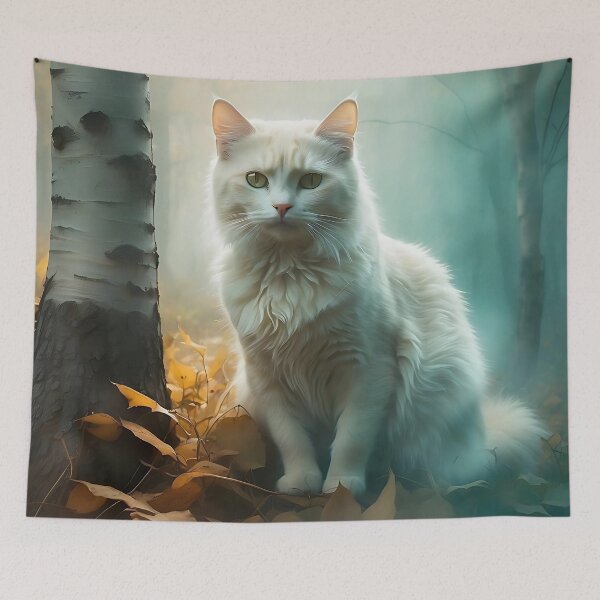Item preview, Otherworldly Cat in Autumnal Mist | Cinematic Woodland Poster designed and sold by Valeree Store.