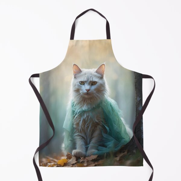 Aperçu de l'œuvre Chat éthéré dans les arbres brumeux | Motif automnal façon aquarelle créée et vendue par Valeree Store.