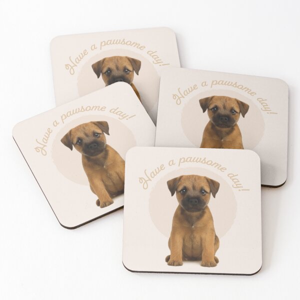 Item preview, Border Terrier Puppy – Have a Pawsome Day - Mocha designed and sold by Clever Cookie.
