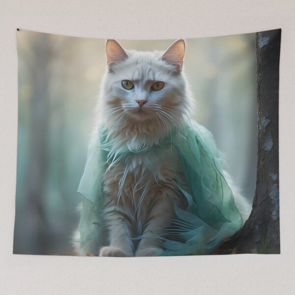 Item preview, Ethereal Cat in Foggy Trees | Watercolor-Style Autumn Design designed and sold by Valeree Store.