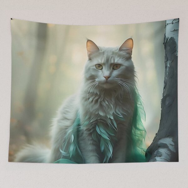 Item preview, Cat in Misty Autumnal Woods | Cinematic Dream Print designed and sold by Valeree Store.