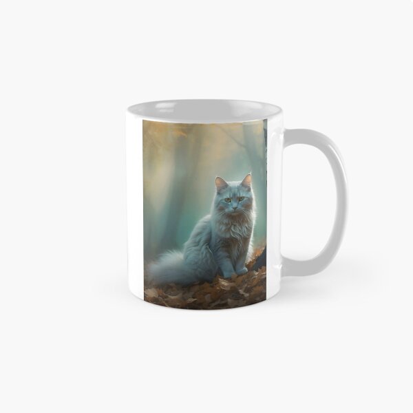 Item preview, Solitary Cat in Foggy Birch | Atmospheric Enchanted Poster designed and sold by Valeree Store.