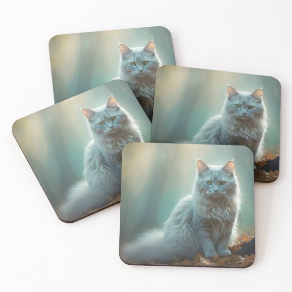 Item preview, Solitary Cat in Foggy Birch | Atmospheric Enchanted Poster designed and sold by Valeree Store.