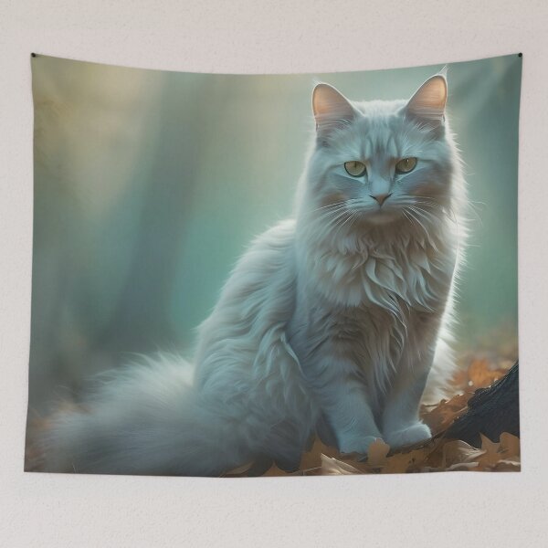 Item preview, Solitary Cat in Foggy Birch | Atmospheric Enchanted Poster designed and sold by Valeree Store.