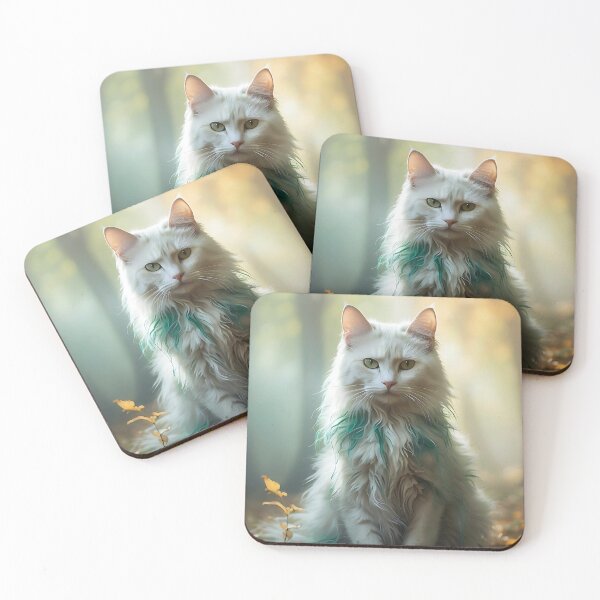 Item preview, Ethereal Cat with Autumn Glow | Misty Watercolor Forest Scene designed and sold by Valeree Store.