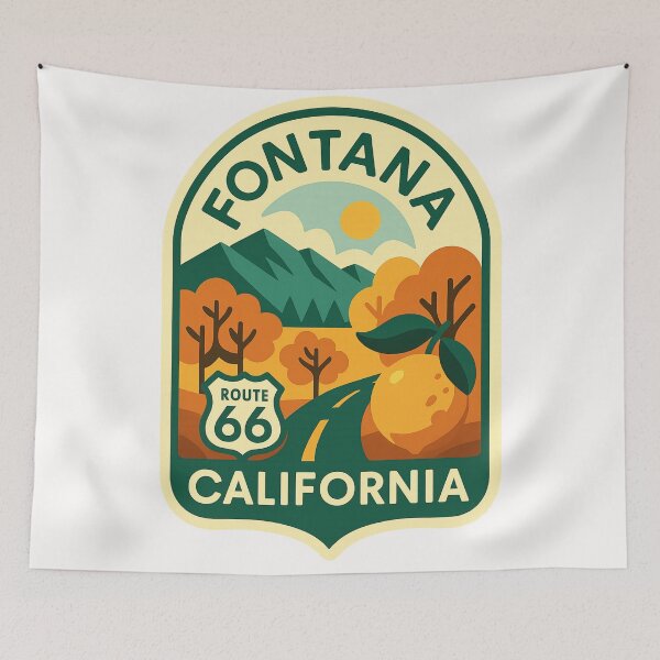 Item preview, Fontana California Route 66 with Citrus and Mountains designed and sold by Places On Earth.