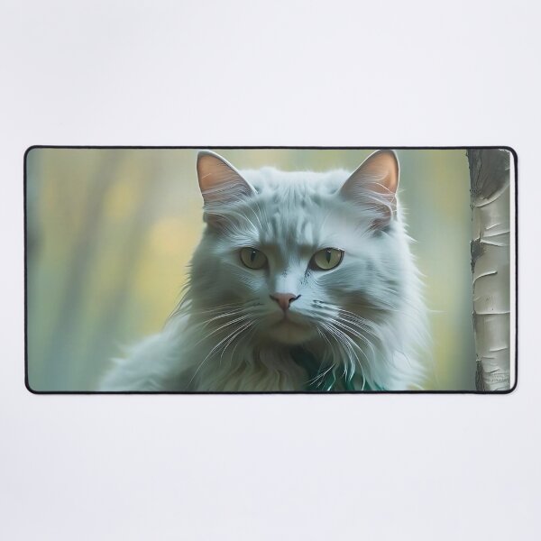 Item preview, Cat in Fog-Shrouded Birch Forest | Ethereal Watercolor Print designed and sold by Valeree Store.