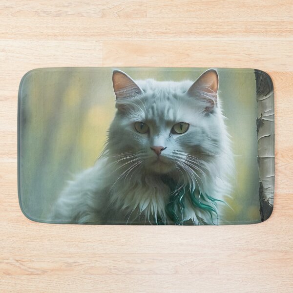 Item preview, Cat in Fog-Shrouded Birch Forest | Ethereal Watercolor Print designed and sold by Valeree Store.