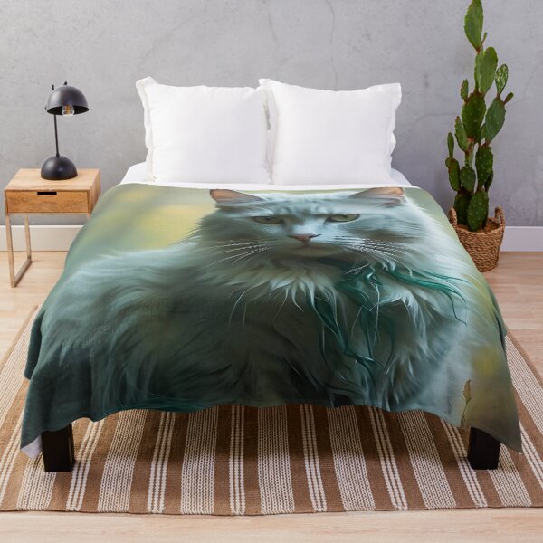 Item preview, Cat in Fog-Shrouded Birch Forest | Ethereal Watercolor Print designed and sold by Valeree Store.