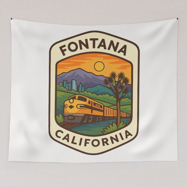 Item preview, Fontana California Sunset with Train and Mountains designed and sold by Places On Earth.
