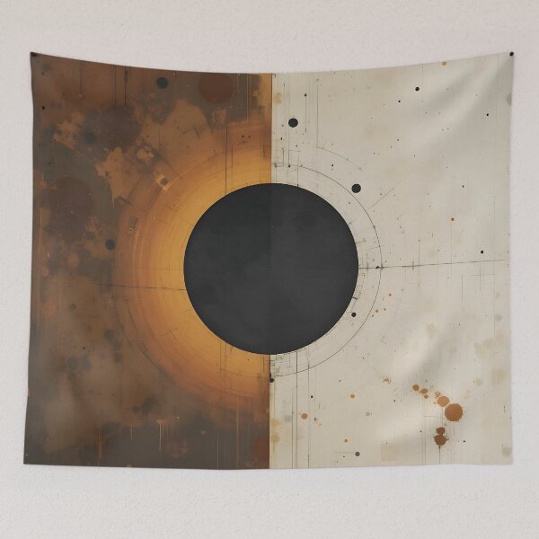 Item preview, Solar Eclipse Geometry – Minimal Abstract Circle Art in Brown and Beige designed and sold by GeetArtHouse.