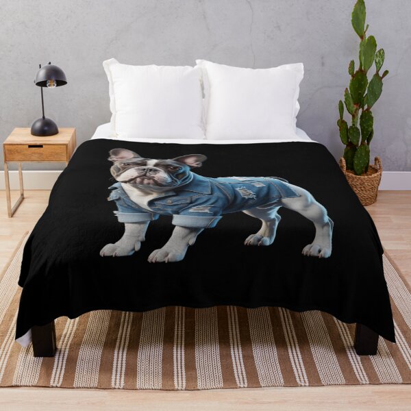 Item preview, Bulldog Pattern Patchwork Art French Bulldog In Denim Dog designed and sold by Sunset4Bones.