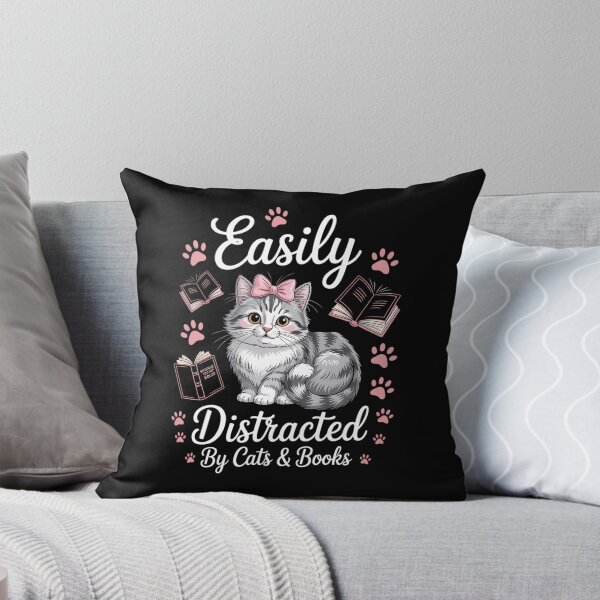 Item preview, Easily Distracted by Cats and Books Cat & Books designed and sold by Sunset4Bones.