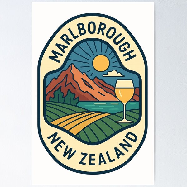 Item preview, Marlborough New Zealand with Vineyards and Mountains designed and sold by Places On Earth.