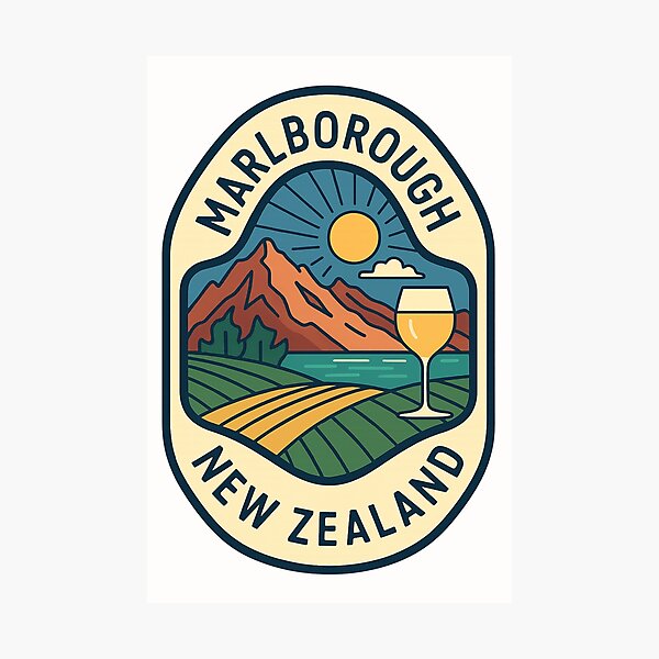 Item preview, Marlborough New Zealand with Vineyards and Mountains designed and sold by Places On Earth.