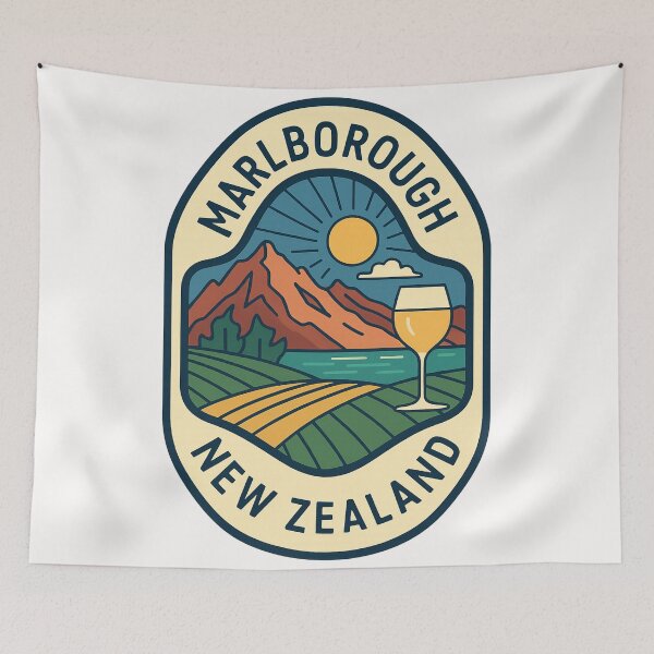 Item preview, Marlborough New Zealand with Vineyards and Mountains designed and sold by Places On Earth.