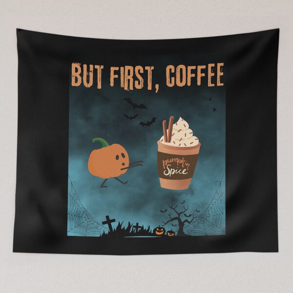 Item preview, 'But First Coffee' Pumpkin- Casual Vintage Dsign for Pumpkin Spice Lovers designed and sold by AtushaSpark.