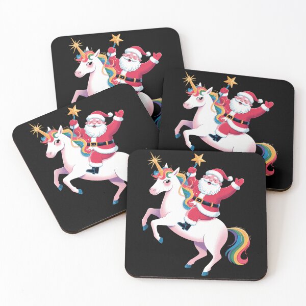 Item preview, Christmas Santa Riding Unicorn Xmas Rainbow designed and sold by DeadlockCrew.
