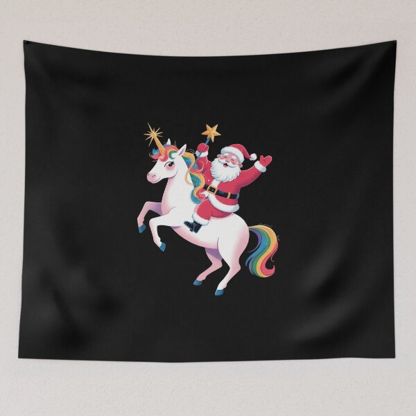 Item preview, Christmas Santa Riding Unicorn Xmas Rainbow designed and sold by DeadlockCrew.