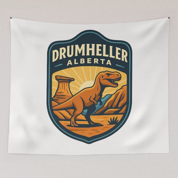Item preview, Drumheller Alberta with Hoodoos and Tyrannosaurus Rex designed and sold by Places On Earth.