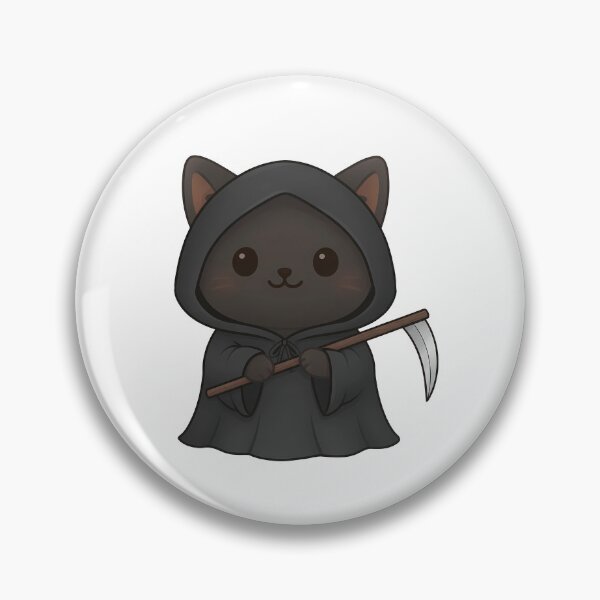 Item preview, Kawaii Grim Reaper Cat - Cute Black Cat Kitten in Grim Reaper Cloak designed and sold by Minimochi Art.