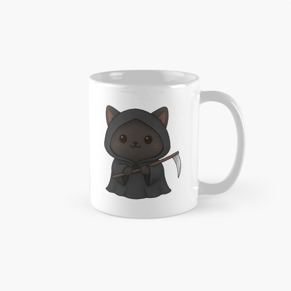 Item preview, Kawaii Grim Reaper Cat - Cute Black Cat Kitten in Grim Reaper Cloak designed and sold by Minimochi Art.